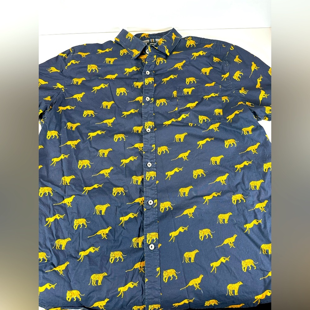 Lee tiger print men’s casual button down shirt size XXL